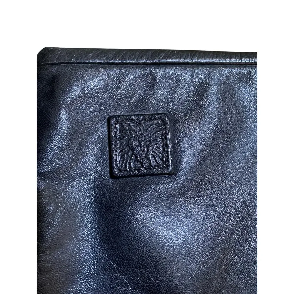 Vintage 1980s Anne‎ Klein for Calderon Lion Head Clutch Purse Black
